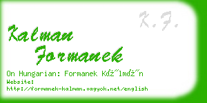 kalman formanek business card